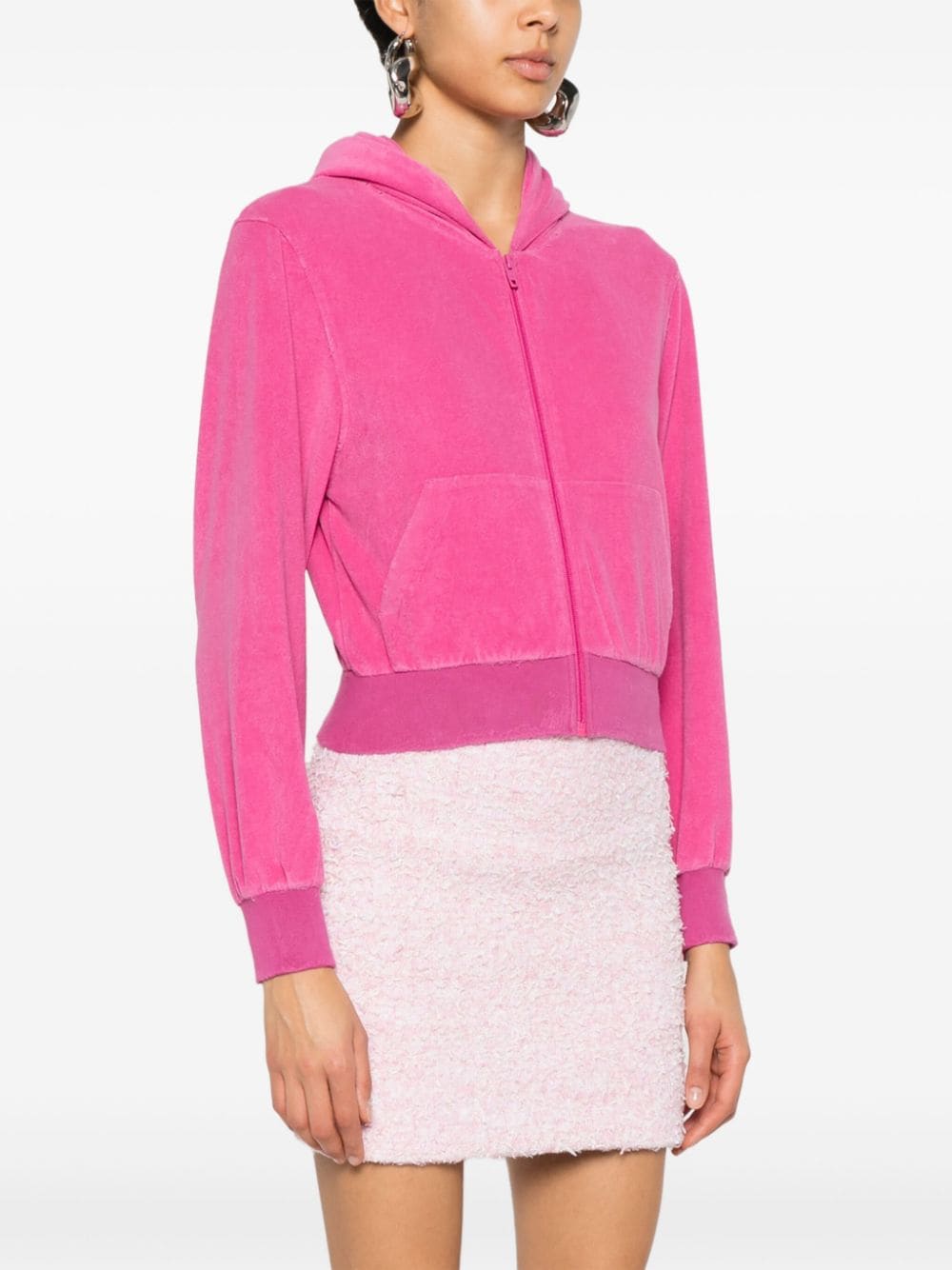Balenciaga Rhinestone-logo zipped hoodie Pink