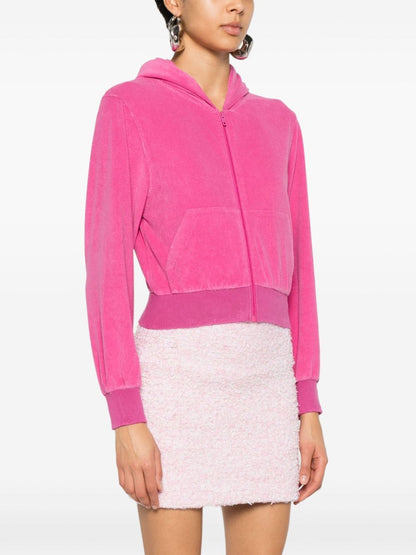 Balenciaga Rhinestone-logo zipped hoodie Pink