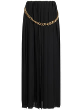 Balenciaga Chain-Detail Pleated Crepe Maxi Skirt Black