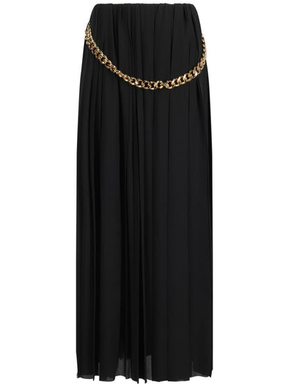 Balenciaga Chain-Detail Pleated Crepe Maxi Skirt Black