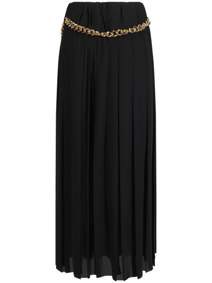 Balenciaga Chain-Detail Pleated Crepe Maxi Skirt Black
