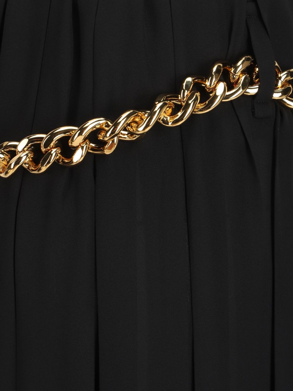 Balenciaga Chain-Detail Pleated Crepe Maxi Skirt Black