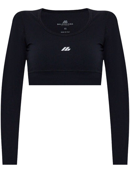 Balenciaga Reflective Logo Cropped Top Black