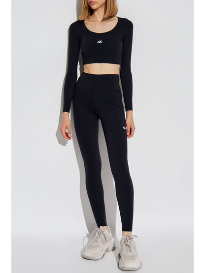 Balenciaga Reflective Logo Cropped Top Black