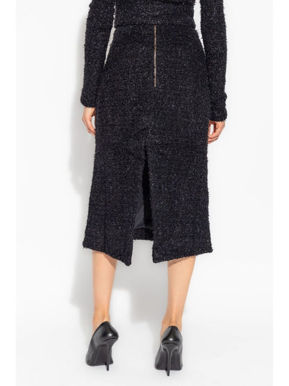 Balenciaga Tweed Midi Skirt Black