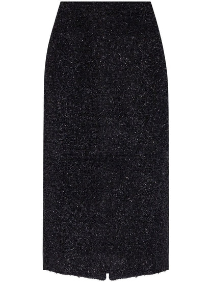 Balenciaga Tweed Midi Skirt Black