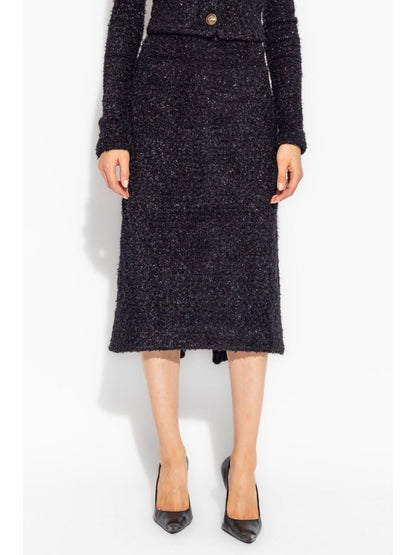 Balenciaga Tweed Midi Skirt Black