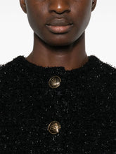 Balenciaga Cropped Bouclé Metallic-Threaded Jacket Black