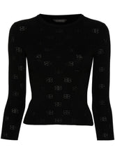 Balenciaga BB-pattern open-knit jumper Black