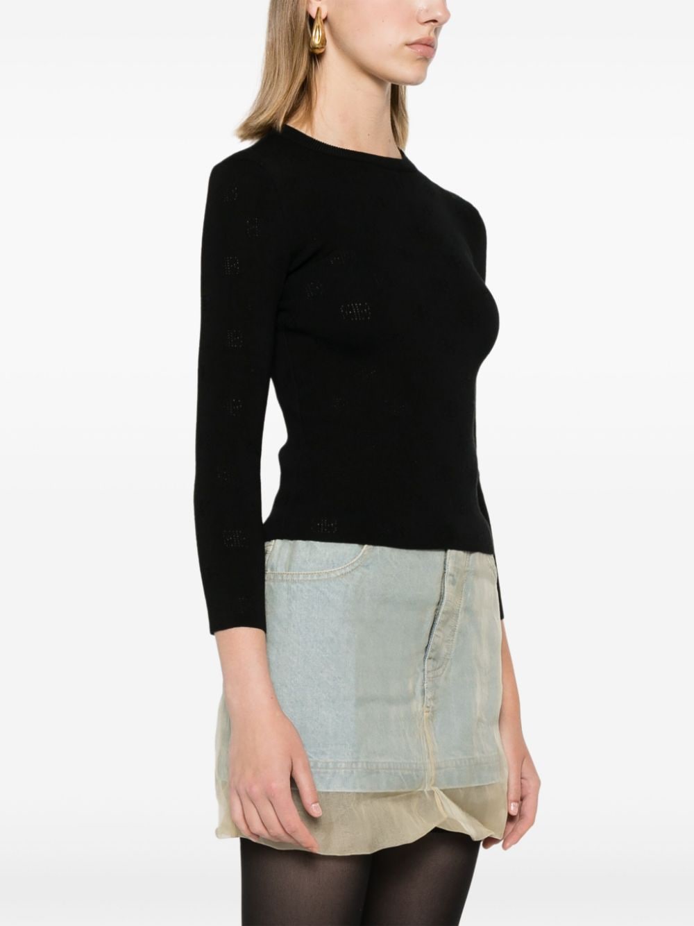 Balenciaga BB-pattern open-knit jumper Black