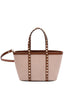 Valentino Garavani Rockstud Canvas Mini Tote Bag Leather Brown