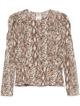 Isabel Marant Zarga Printed Silk Puff-Sleeve Blouse Beige