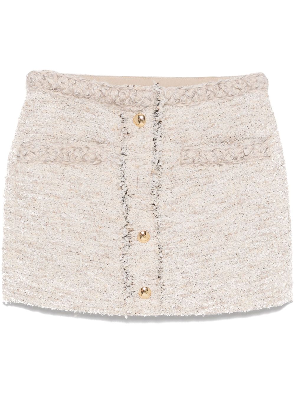 Isabel Marant Gleny Ecru Mini Skirt With Braid Detailing Beige