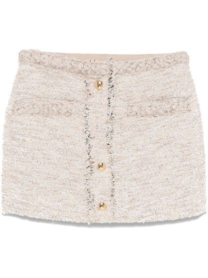 Isabel Marant Gleny Ecru Mini Skirt With Braid Detailing Beige