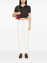 Tory Burch White Stretch Cotton Cropped Flare Jeans