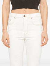 Tory Burch White Stretch Cotton Cropped Flare Jeans