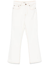 Tory Burch White Stretch Cotton Cropped Flare Jeans