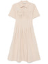 Tory Burch Poplin Pleat-Waist Midi Dress Beige