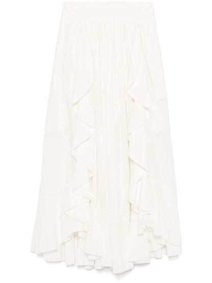 Zimmermann Ruffled cotton maxi skirt in white