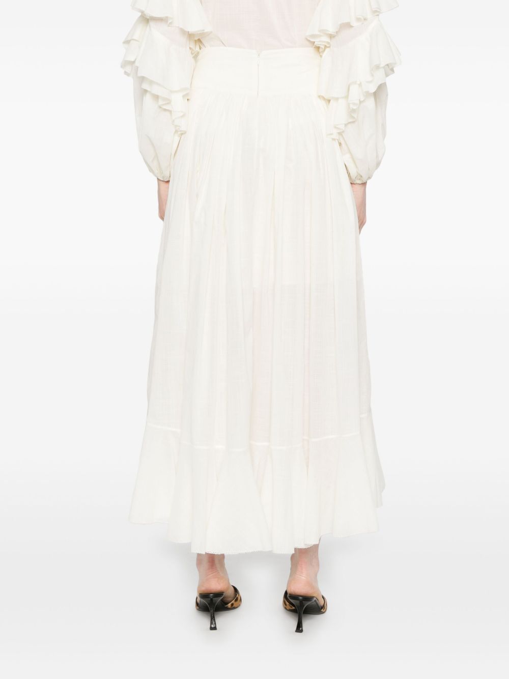Zimmermann Ruffled cotton maxi skirt in white