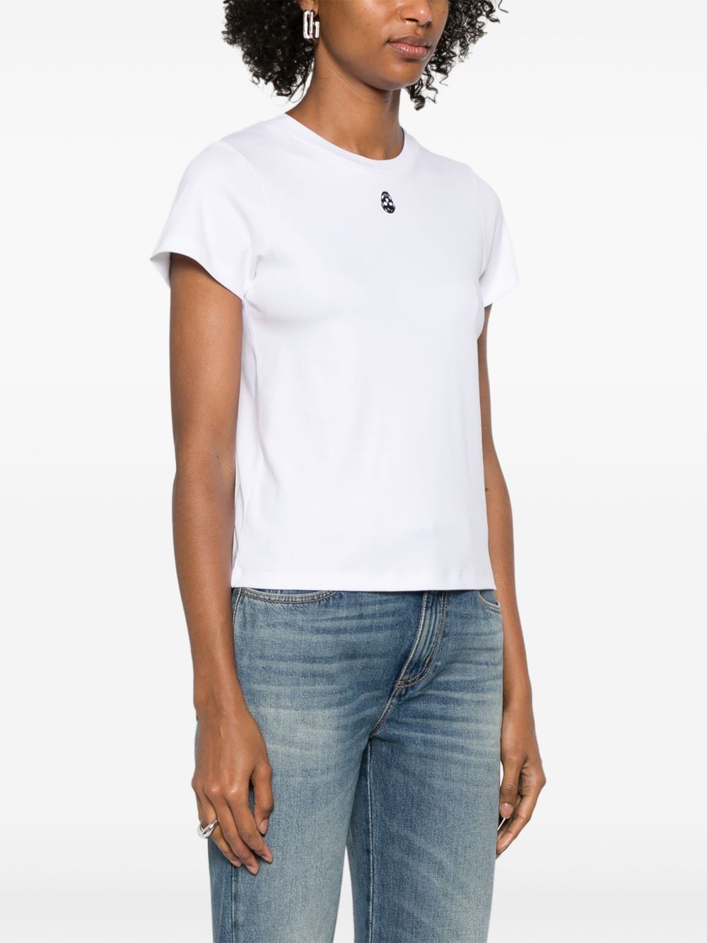 Alexander Mcqueen Cut &amp; Sew Skull-Embroidered Cotton T-Shirt White