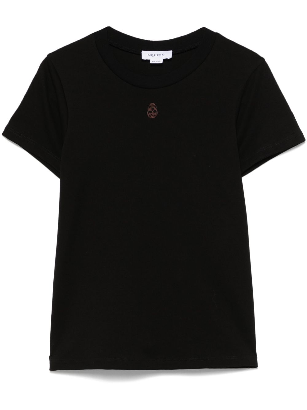 Alexander McQueen Cut & Sew Skull-Embroidered Cotton T-shirt Black