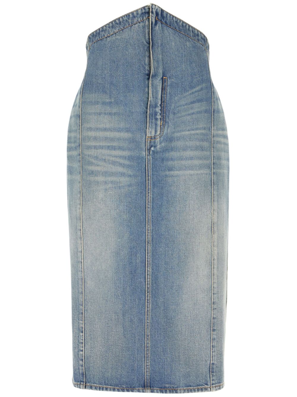 Alexander McQueen Denim High Waisted Long Skirt Blue