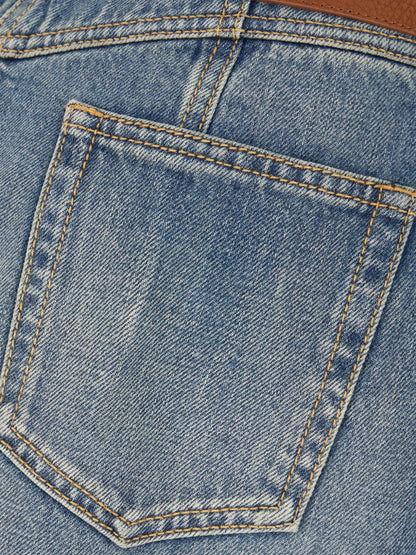 Alexander McQueen Denim High Waisted Long Skirt Blue