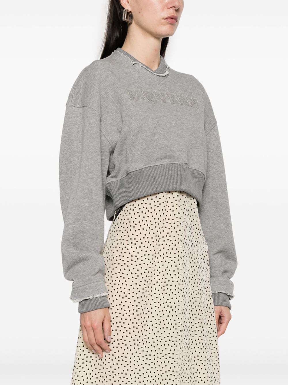 Alexander McQueen Cropped Sweatshirt Grey