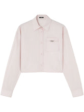 Versace Pinstripe Chain Cropped Cotton Shirt Pink