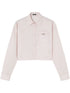 Versace Pinstripe Chain Cropped Cotton Shirt Pink