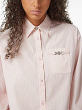 Versace Pinstripe Chain Cropped Cotton Shirt Pink
