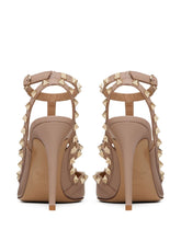 Valentino Garavani Rockstud 100mm Strappy Pumps in Powder Pink Leather Powder