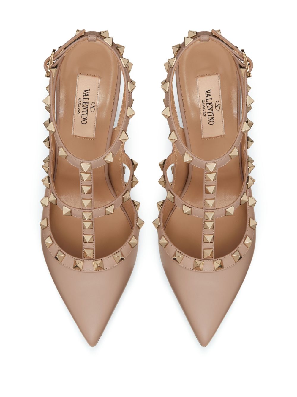Valentino Garavani Rockstud 100mm Strappy Pumps in Powder Pink Leather Powder