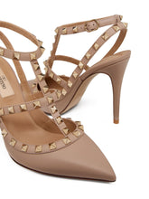 Valentino Garavani Rockstud 100mm Strappy Pumps in Powder Pink Leather Powder