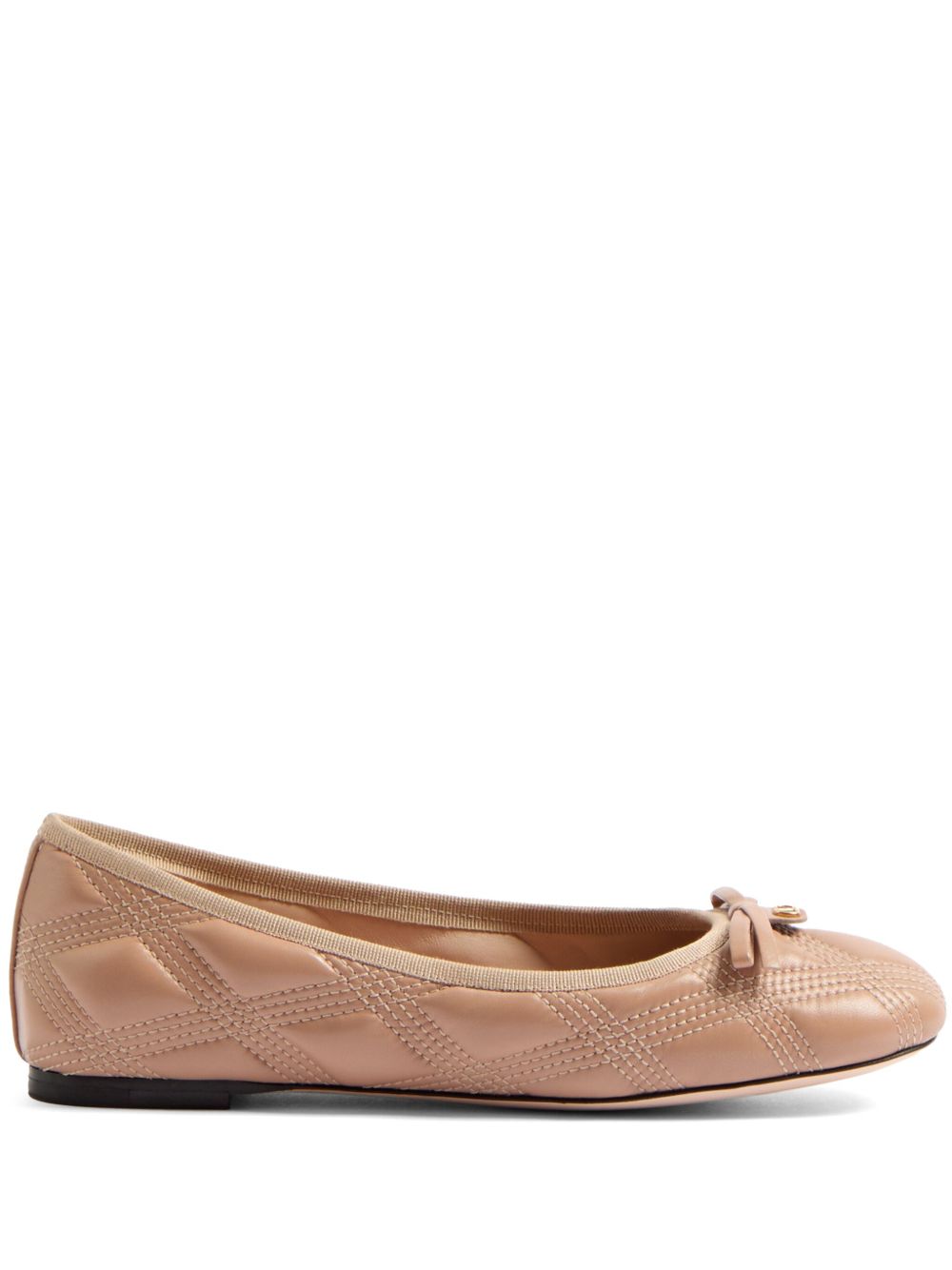 Valentino Garavani Quilted Nappa Ballerina Flats with VLogo Bow Pink