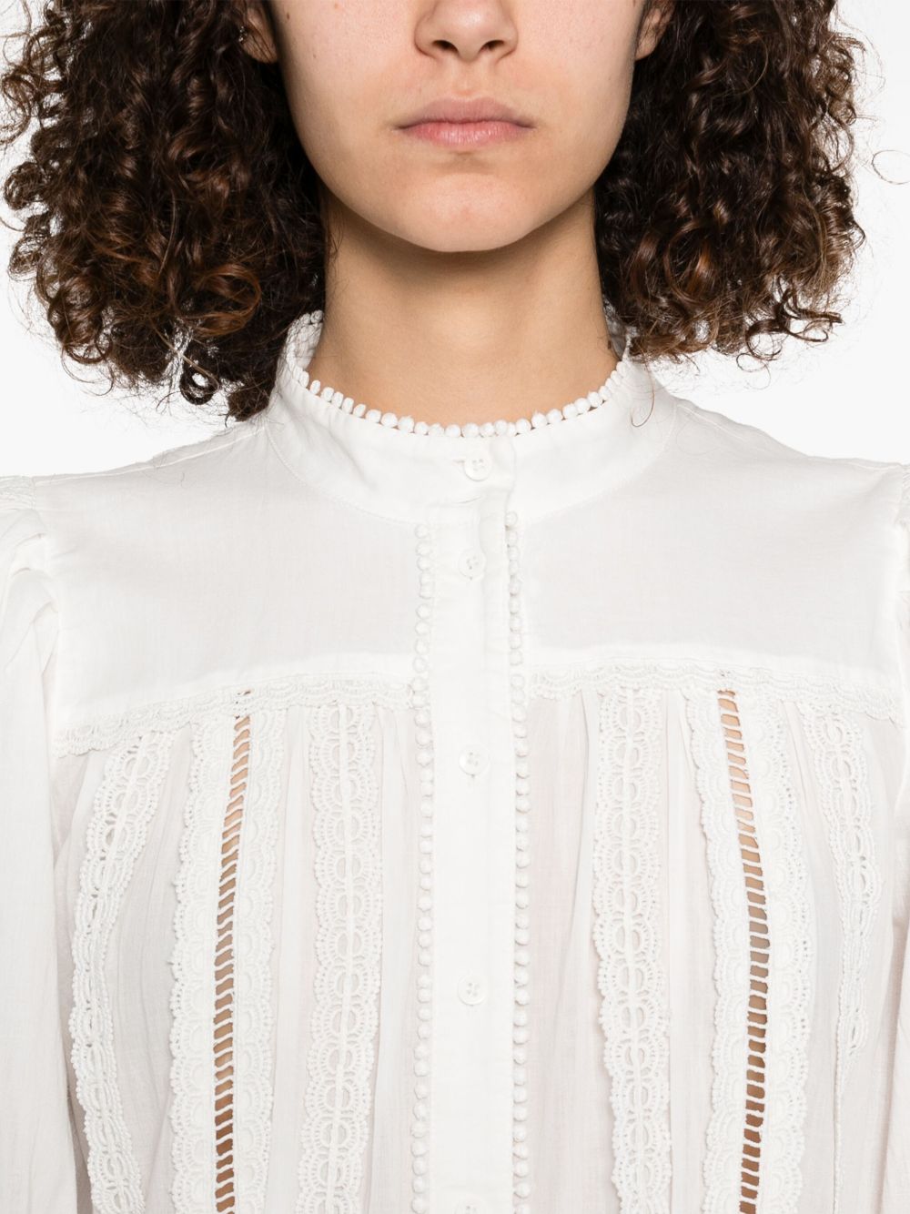 Alice + Olivia Cora Button Blouse White 