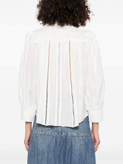 Alice + Olivia Cora Button Blouse White 