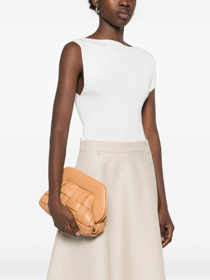 Themoiré Tia Weaved Vegan Clutch Bag Camel