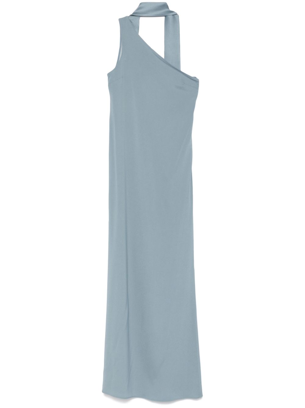 Taller Marmo Pre Caroline One-Shoulder Long Crepe Dress Clear Blue