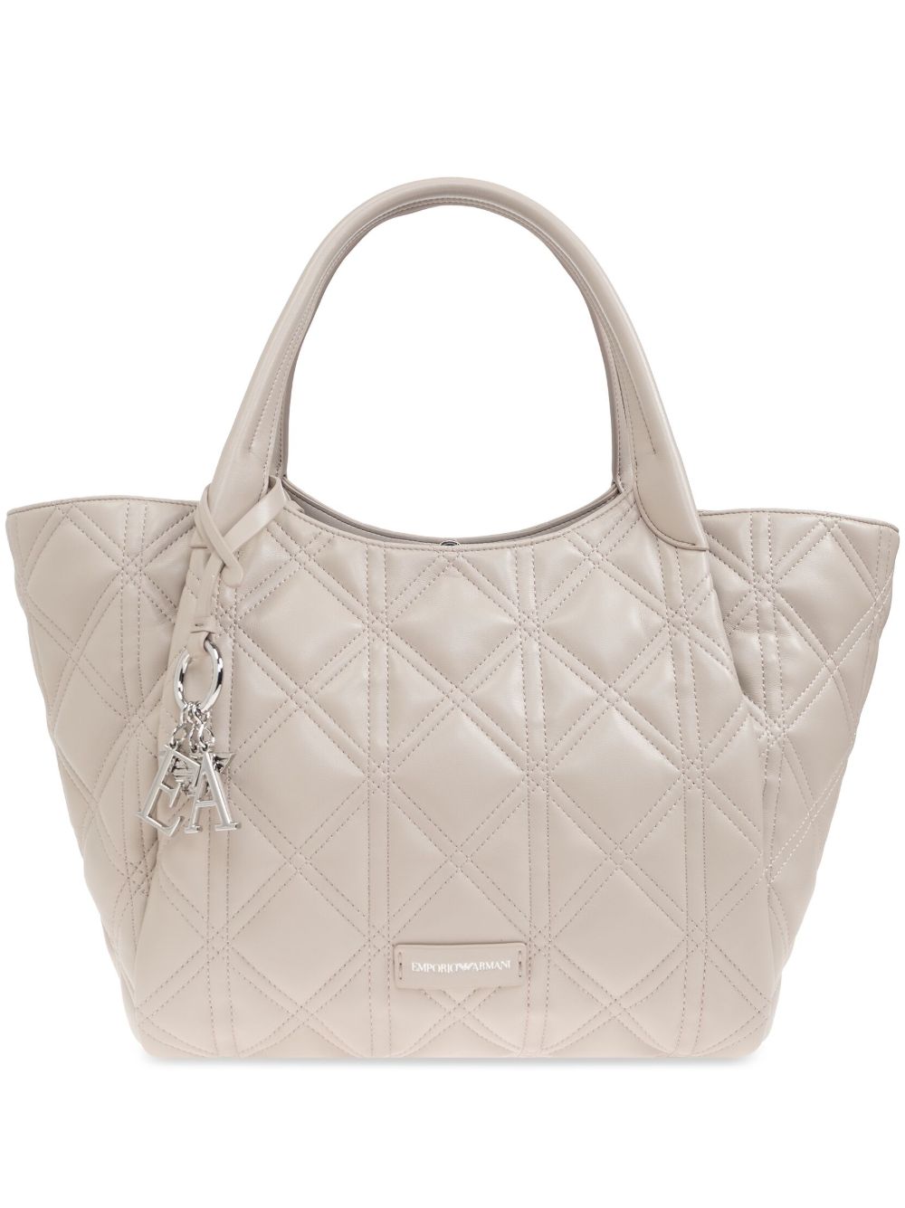 Emporio Armani Faux Leather Quilted Tote Bag Beige