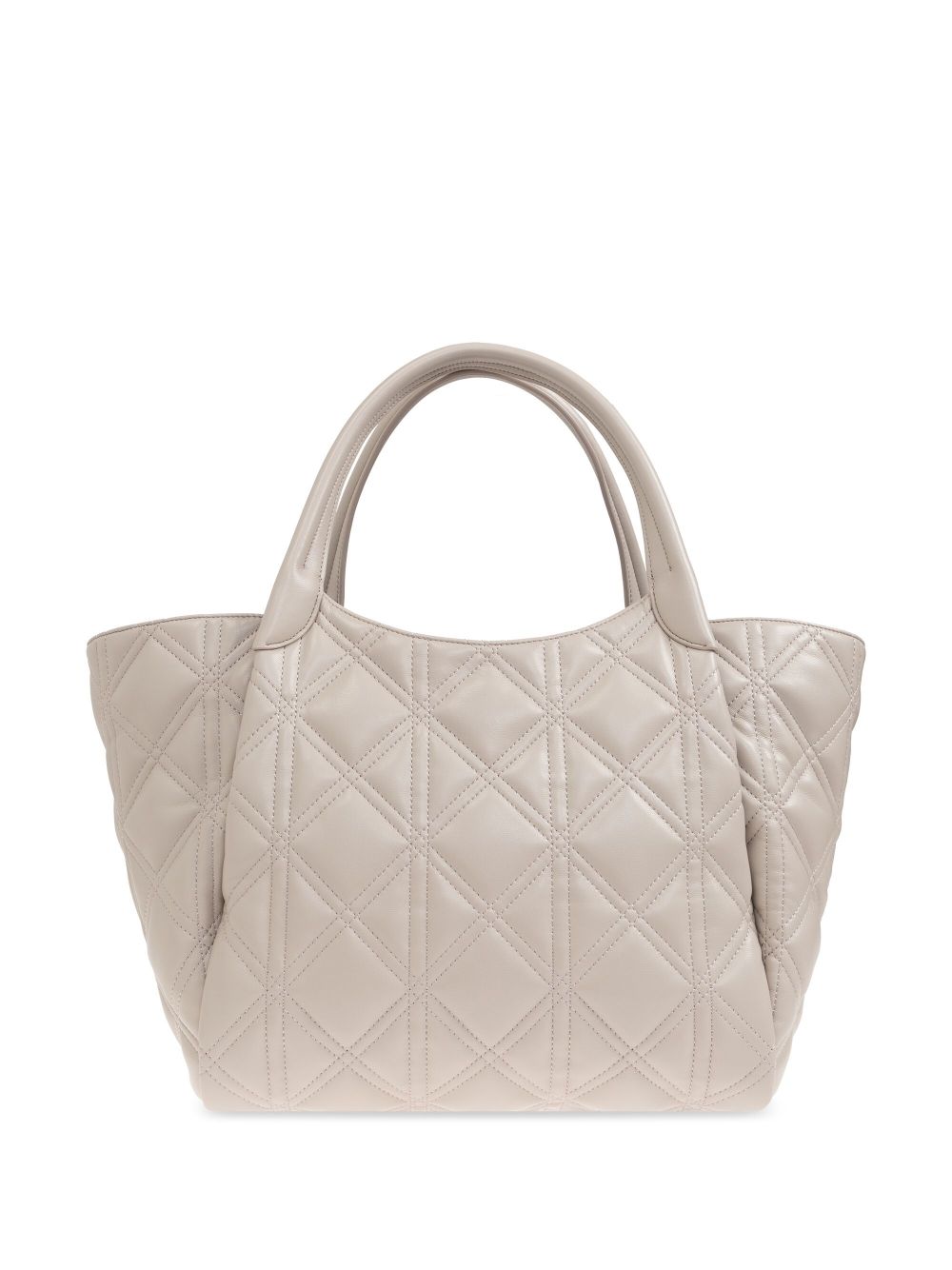 Emporio Armani Faux Leather Quilted Tote Bag Beige