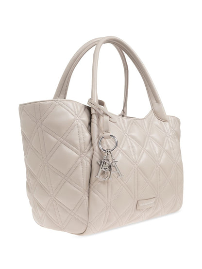 Emporio Armani Faux Leather Quilted Tote Bag Beige