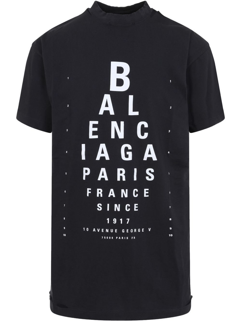 Balenciaga Mock Neck Oversized Cotton T-shirt Black