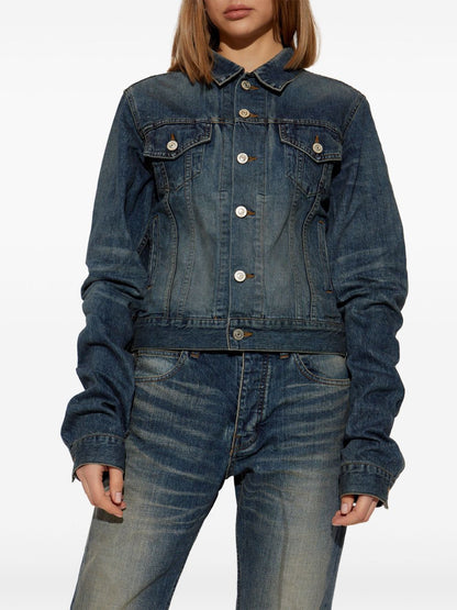 Balenciaga Indigo Denim Fitted Jacket Blue