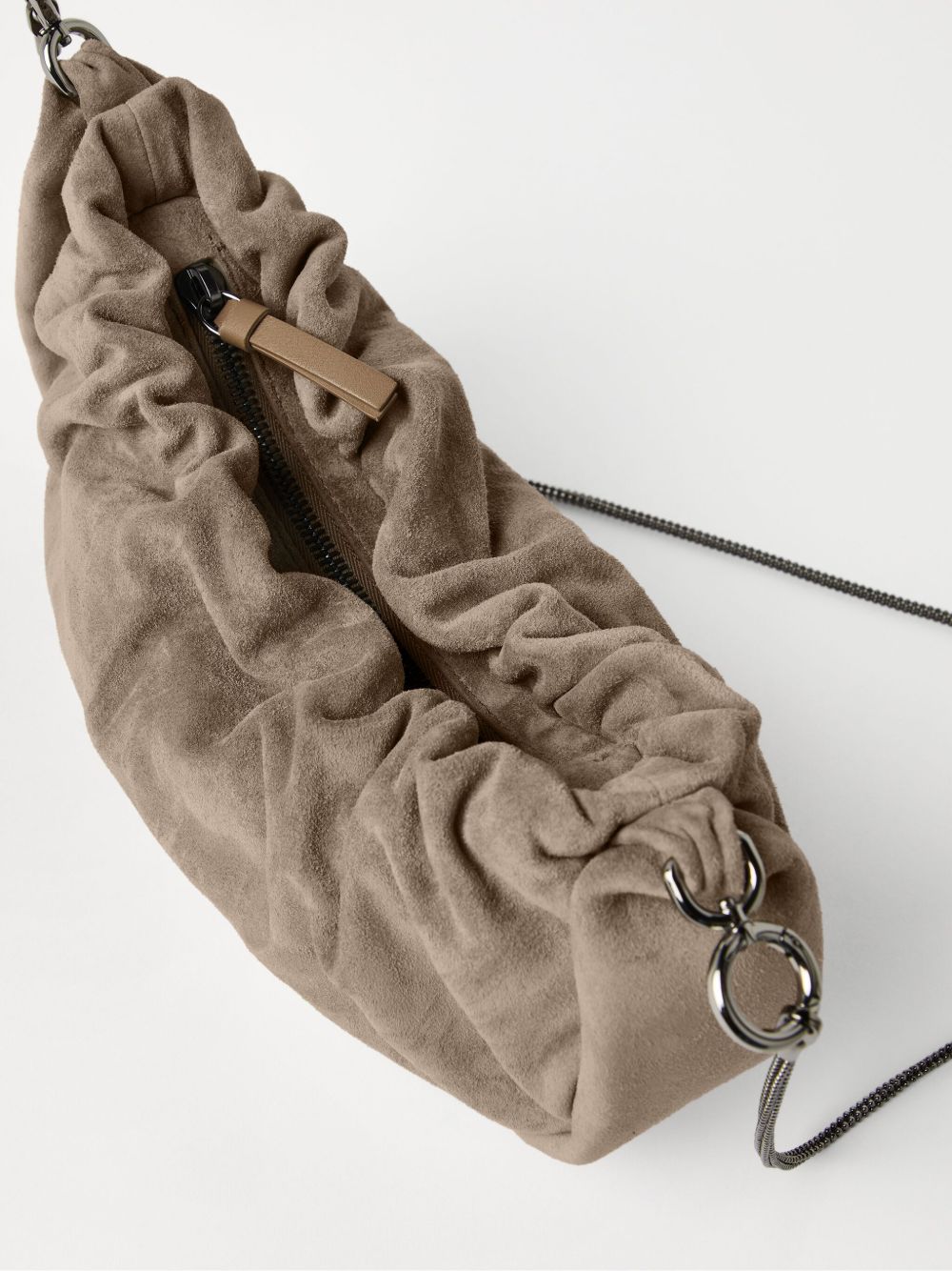 Brunello Cucinelli Suede Brioche Hobo Bag Dove Grey