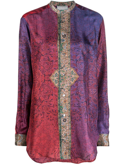 Pierre Louis Mascia Silk Printed Shirt Purple