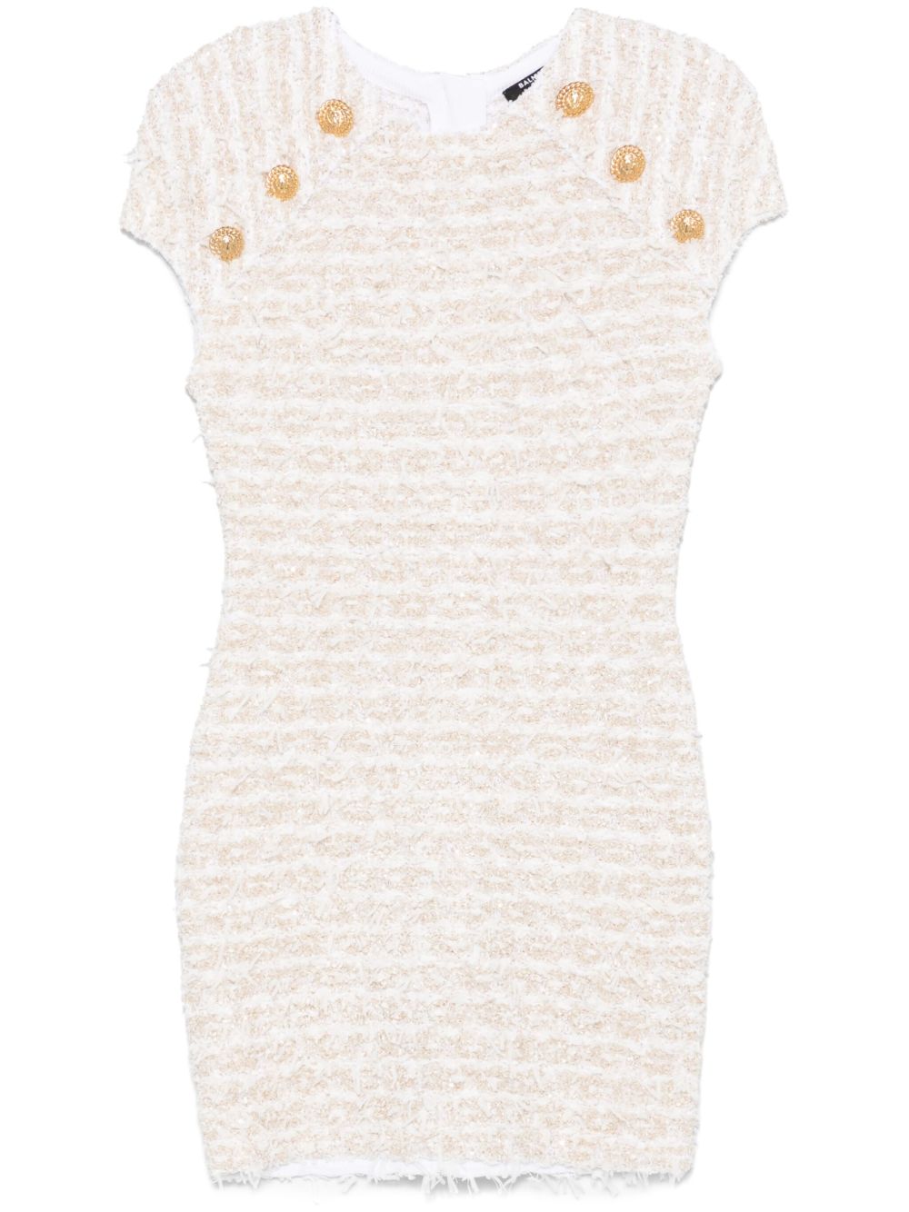 Balmain Short Tweed Mini Dress in White