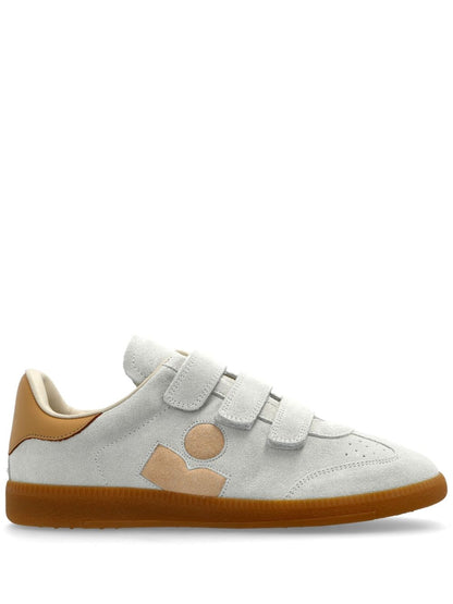 Isabel Marant Beth Touch-Strap Suede Sneakers White