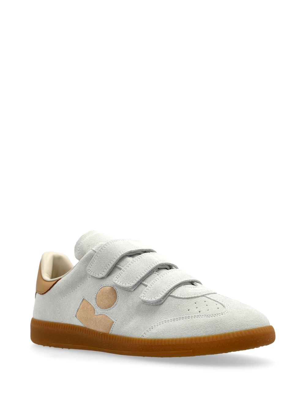 Isabel Marant Beth Touch-Strap Suede Sneakers White
